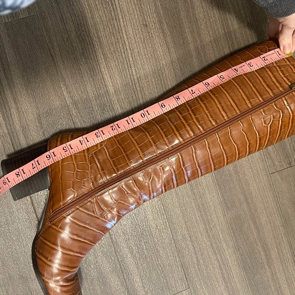 Franco Sarto Brown Faux Crocodile Leather Boots - Picture 10 of 11